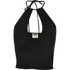 Top Damski Krótka Kopertowy. Czarne topy damskie Urban Classics, xl, bez wzorów, sportowe, bez kołnierzyka, bez ramiączek. Za 76.99 zł.