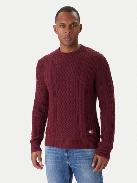 Tommy Jeans Sweter DM0DM22101 Czerwony Regular Fit. Czerwone swetry męskie Tommy Jeans, m, bez wzorów, z bawełny, bez kołnierzyka, bez ramiączek. Za 359.99 zł.