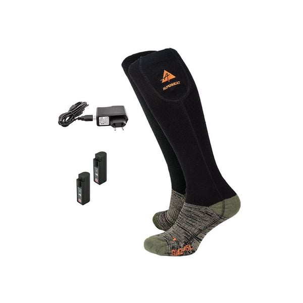 Skarpetki narciarskie podgrzewane Alpenheat Fire WoolSocks. Czarne skarpetki damskie Alpenheat, bez wzorów. Za 750.00 zł.