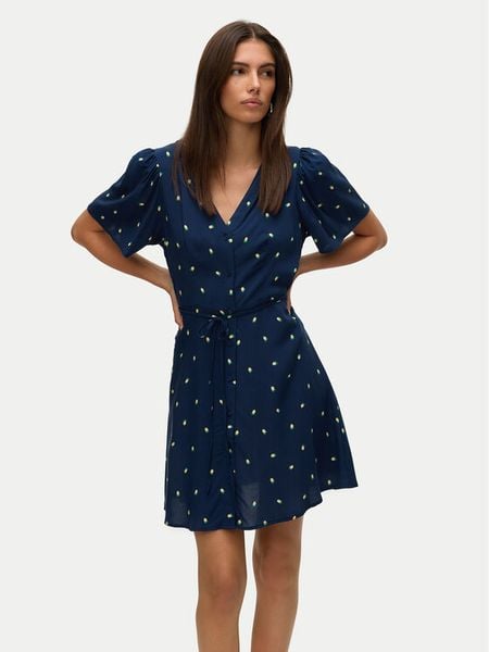 Vero Moda Sukienka letnia Alba 10292845 Granatowy Regular Fit. Niebieskie sukienki damskie Vero Moda, na lato, xs, bez wzorów, z wiskozy, bez kołnierzyka, bez ramiączek. Za 99.99 zł.