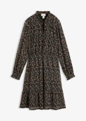 Sukienka szyfonowa. Czarne sukienki damskie bonprix, bez wzorów, z szyfonu, bez kołnierzyka, bez ramiączek. Za 129.99 zł.