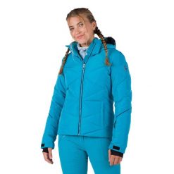 Kurtka narciarska damska Rossignol Staci Pearly Jkt. Niebieskie kurtki sportowe damskie Rossignol, na zimę, xs, bez wzorów, bez ramiączek, bez kaptura, narciarskie. W wyprzedaży za 1,126.60 zł.