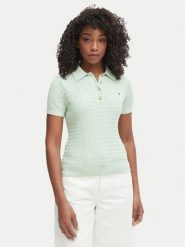 Tommy Hilfiger Sweter WW0WW41474 Zielony Regular Fit. Zielone swetry nierozpinane damskie Tommy Hilfiger, l, bez wzorów, z bawełny, bez kołnierzyka, bez ramiączek. Za 529.99 zł.