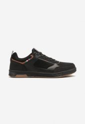 Czarne Buty Sportowe Sneakersy Ozdobione Perforacją i Napisami Aralithia. Czarne buty sportowe męskie Born2be, bez wzorów, z jeansu, bez zapięcia. Za 139.99 zł.