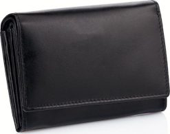KORUMA Mały skórzany damski portfel z ochroną RFID (Czarny) Uniwersalny. Brązowe portfele damskie KORUMA. Za 159.99 zł.
