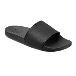 Klapki basenowe męskie REEF Cushion Slide. Czarne klapki męskie Reef, bez wzorów, bez zapięcia. Za 159.99 zł.