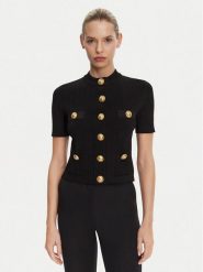 Balmain Kardigan DF1KL023KB07 Czarny Regular Fit. Czarne kardigany damskie Balmain, bez wzorów, z wiskozy, bez kołnierzyka. Za 5,999.00 zł.