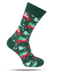 Tematyczne Skarpetki Bawełniane - Świąteczne w Auta. Zielone skarpety męskie His Story, bez wzorów, z bawełny. Za 34.99 zł.