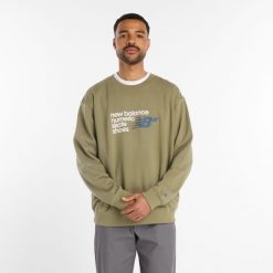 Bluza męska New Balance Numeric MT51952DEK – zielona. Zielone bluzy męskie New Balance, m, z aplikacjami, z bawełny, klasyczne, bez ramiączek, bez kaptura. Za 299.99 zł.