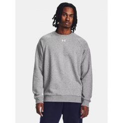 Bluza fitness męska UNDER ARMOUR Rival Fleece Crew. Szare bluzy męskie Under Armour, l, bez wzorów, z bawełny, sportowe, bez ramiączek, bez kaptura. W wyprzedaży za 127.99 zł.
