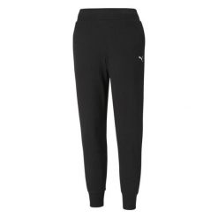 Damskie Spodnie Dresowe Essential. Czarne spodnie dresowe damskie Puma, bez wzorów, z dresówki, sportowe, na fitness i siłownię. Za 271.99 zł.