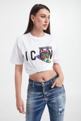 T-shirt damski DSQUARED2. T-shirty damskie Dsquared2, l, bez wzorów, bez kołnierzyka, bez ramiączek. W wyprzedaży za 837.85 zł.