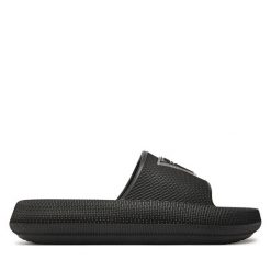 Klapki Guess. Czarne klapki damskie Guess, z aplikacjami, bez obcasa, bez zapięcia. Za 189.99 zł.