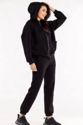 Luźna bluza z kapturem rozpinana z kieszeniami czarna. Czarne bluzy damskie Infinite You, l, bez wzorów, bez ramiączek, z kapturem. Za 259.00 zł.