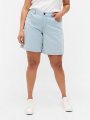 Zizzi Szorty jeansowe J10886B Błękitny Regular Fit. Niebieskie szorty damskie Zizzi, bez wzorów, z jeansu. Za 229.99 zł.