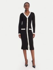 Guess Sukienka dzianinowa W6RK38 Z3HP2 Czarny Regular Fit. Czarne sukienki damskie Guess, xs, z aplikacjami, z dzianiny, bez kołnierzyka, bez ramiączek. Za 619.99 zł.