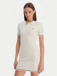 Calvin Klein Sukienka codzienna Microcable LV047F323G Beżowy Slim Fit. Brązowe sukienki damskie Calvin Klein, na co dzień, s, bez wzorów, z bawełny, bez kołnierzyka, bez ramiączek, proste. Za 529.99 zł.