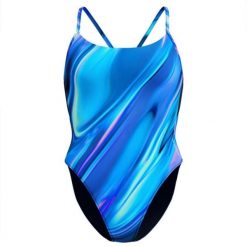Strój kąpielowy damski na basen Speedo Racerback. Niebieskie stroje kąpielowe damskie Speedo, s, bez wzorów, z materiału. Za 377.87 zł.