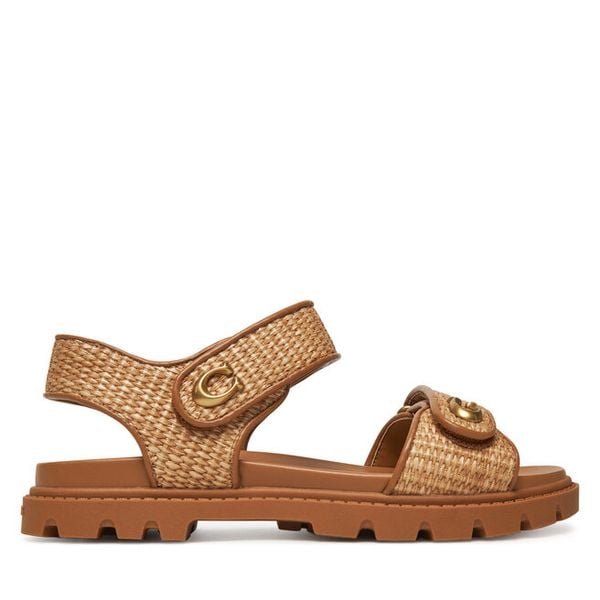 Sandały Coach. Brązowe sandały damskie Coach, bez wzorów, bez obcasa, na płaskiej podeszwie, bez zapięcia. Za 709.99 zł.