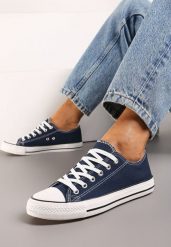 Granatowe Trampki Jazlyn. Niebieskie trampki i tenisówki damskie Born2be, z aplikacjami, z kauczuku, przed kostkę, bez zapięcia. Za 54.99 zł.