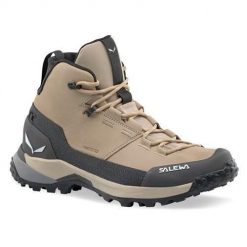 Buty trekkingowe damskie Salewa Puez Leather Mid Powertex. Brązowe obuwie trekkingowe damskie Salewa, z materiału, za kostkę, bez zapięcia. Za 1,189.00 zł.