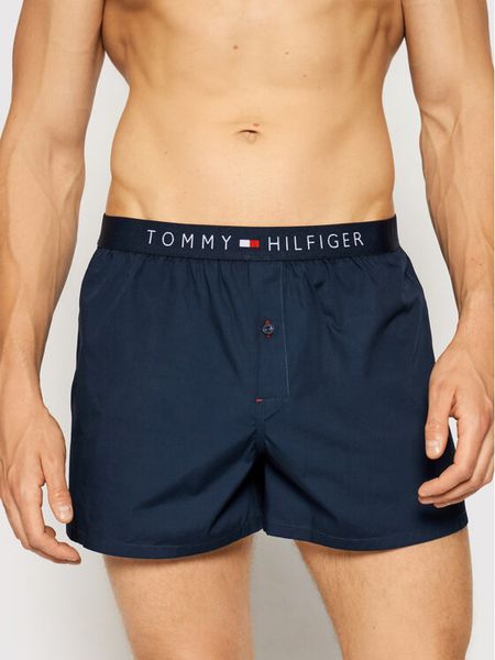 Tommy Hilfiger Bokserki Cotton Woven Boxer Icon 1U87905489 Granatowy. Niebieskie bokserki męskie Tommy Hilfiger, bez wzorów, z bawełny. Za 89.99 zł.