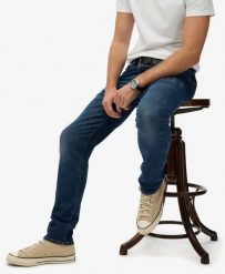 Superdry Jeansy Vintage Slim Straight z bawełny organicznej. Niebieskie jeansy damskie Superdry, z aplikacjami, z bawełny, vintage. Za 438.50 zł.