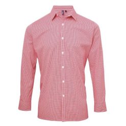 Męska Koszula Z Długim Rękawem Gingham Micro Checked. Białe koszule męskie PREMIER, m, bez wzorów, casualowe, bez kołnierzyka, bez ramiączek. Za 143.99 zł.