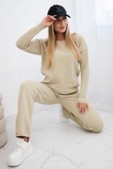 Komplet sweterkowy Bluza + Spodnie ciemny beżowy. Brązowe bluzy damskie KESI, l, bez wzorów, z poliesteru, eleganckie, bez ramiączek, bez kaptura. Za 297.97 zł.