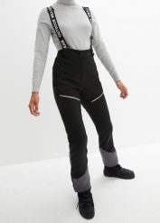 Funkcjonalne spodnie softshellowe ze strechem, hydrofobowe. Czarne spodnie sportowe damskie bonprix, bez wzorów, z softshellu. Za 219.99 zł.