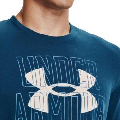 Męska Bluza Z Logo Rival Frotte. Niebieskie bluzy męskie Under Armour, m, bez wzorów, bez ramiączek, bez kaptura. Za 198.99 zł.