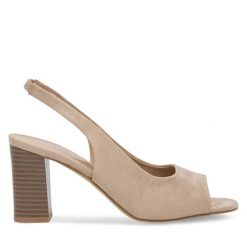 Sandały Clara Barson. Brązowe sandały damskie Clara Barson, bez wzorów, bez obcasa, na słupku, bez zapięcia. Za 129.99 zł.