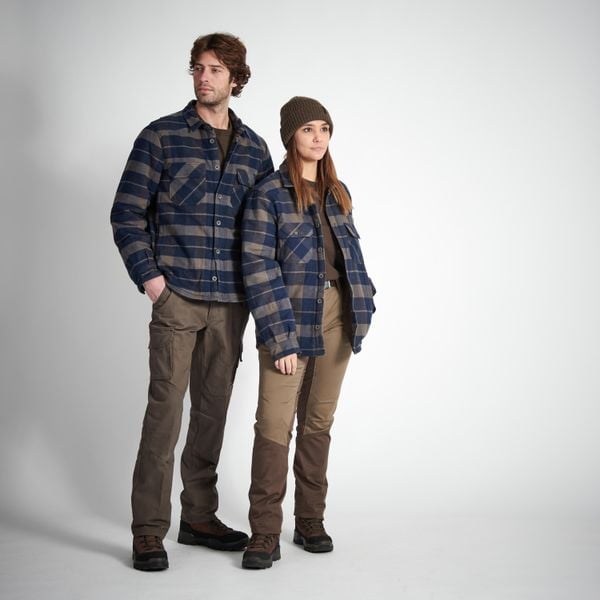 Kurtka flanelowa myśliwska Solognac 500. Niebieskie kurtki męskie SOLOGNAC, m, bez wzorów, z bawełny, sportowe, bez kaptura. Za 219.99 zł.