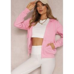 Różowa Bluza z Kapturem Zapinana na Suwak Edan. Czerwone bluzy damskie Renee, l, bez wzorów, z jeansu, eleganckie, bez ramiączek, z kapturem. Za 44.99 zł.