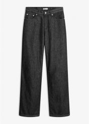 Jeansy straight, mid waist. Czarne jeansy damskie bonprix, bez wzorów, z jeansu. Za 154.99 zł.