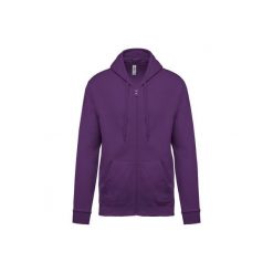Bluza z kapturem i zamkiem błyskawicznym Kariban. Fioletowe bluzy damskie KARIBAN, uniwersalny, bez wzorów, z bawełny, bez ramiączek, z kapturem. Za 195.50 zł.