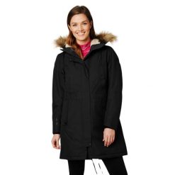 Płaszcz zimowy damski Helly Hansen Mayen Parka. Czarne parki damskie Helly Hansen, na zimę, xs, bez wzorów, sportowe, bez kołnierzyka, bez kaptura. Za 489.99 zł.