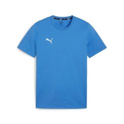Koszulka Puma teamGOAL Casuals. Niebieskie koszulki sportowe męskie Puma, bez wzorów, z bawełny, bez ramiączek, do piłki nożnej. Za 75.00 zł.