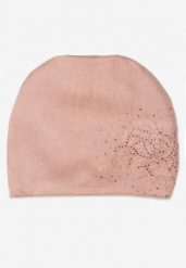 Różowa Czapka Beanie z Kaszmirem w Cyrkonie Roccio. Czerwone czapki damskie Born2be, bez wzorów, z dzianiny, klasyczne. Za 59.99 zł.