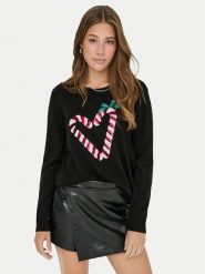 ONLY Sweter Xmas Shine 15355004 Czarny Regular Fit. Czarne swetry nierozpinane damskie ONLY, xs, bez wzorów, z syntetyku, bez kołnierzyka, bez ramiączek. Za 129.99 zł.