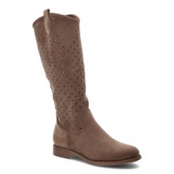 Brązowe Kozaki S.Barski Modne Obuwie Damskie. Brązowe kozaki damskie S.BARSKI, na zimę, w ażurowe wzory, bez obcasa, na obcasie, bez zapięcia. Za 178.99 zł.