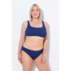Damskie Bikini fale miękkie miseczki regulowane ramiączka wysoki stan. Niebieskie bikini Ulla Popken, plus size, bez wzorów, z elastanu. Za 239.99 zł.