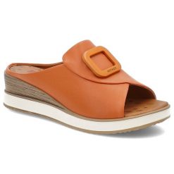 Pomarańczowe Klapki Artiker Stylowe Obuwie Damskie. Brązowe klapki damskie Artiker, na lato, bez wzorów, eleganckie, bez obcasa, na koturnie, bez zapięcia. Za 169.00 zł.