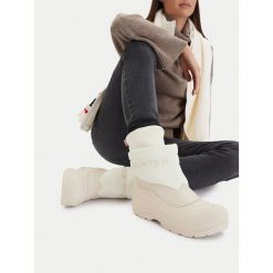 Śniegowce Hunter. Brązowe śniegowce damskie Hunter, bez zapięcia. Za 319.99 zł.