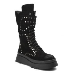 Czarne Kozaki S.Barski Style Obuwie Damskie. Czarne kozaki damskie S.BARSKI, na jesień, bez wzorów, z puchu, bez obcasa, na obcasie, bez zapięcia. Za 269.00 zł.