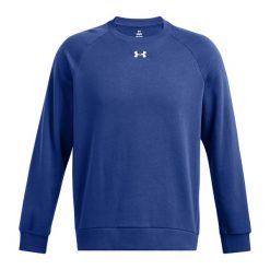 Bluza męska Under Armour Rival Fleece Crew. Niebieskie bluzy męskie Under Armour, l, bez wzorów, sportowe, bez ramiączek, bez kaptura. Za 159.99 zł.