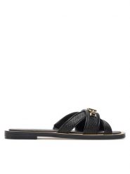 MICHAEL Michael Kors Klapki Tiffanie Flat Slide 40S4TFFS1D Czarny. Czarne klapki damskie MICHAEL Michael Kors, bez wzorów, ze skóry, bez obcasa, bez zapięcia. Za 499.99 zł.