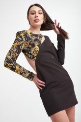 Sukienka VERSACE JEANS COUTURE. Sukienki damskie Versace Jeans Couture, l, bez wzorów, z jeansu, bez kołnierzyka, bez ramiączek. W wyprzedaży za 423.47 zł.