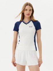 EA7 Emporio Armani Koszulka techniczna 7W000199 AF13282 M0058 Biały Regular Fit. Białe koszulki sportowe damskie EA7 Emporio Armani, m, bez wzorów, z syntetyku, bez ramiączek, tenisowe. Za 239.99 zł.