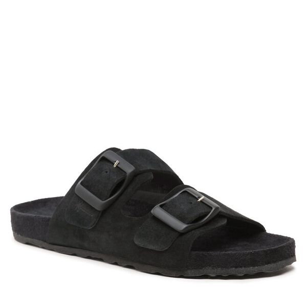 Klapki Manebi. Czarne klapki damskie Manebi, bez wzorów, bez obcasa, bez zapięcia. Za 519.99 zł.